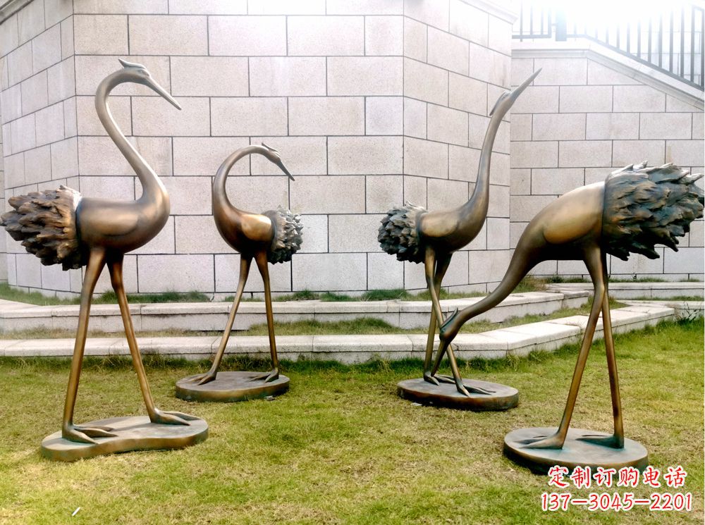 安阳玻璃钢仿铜仙鹤雕塑