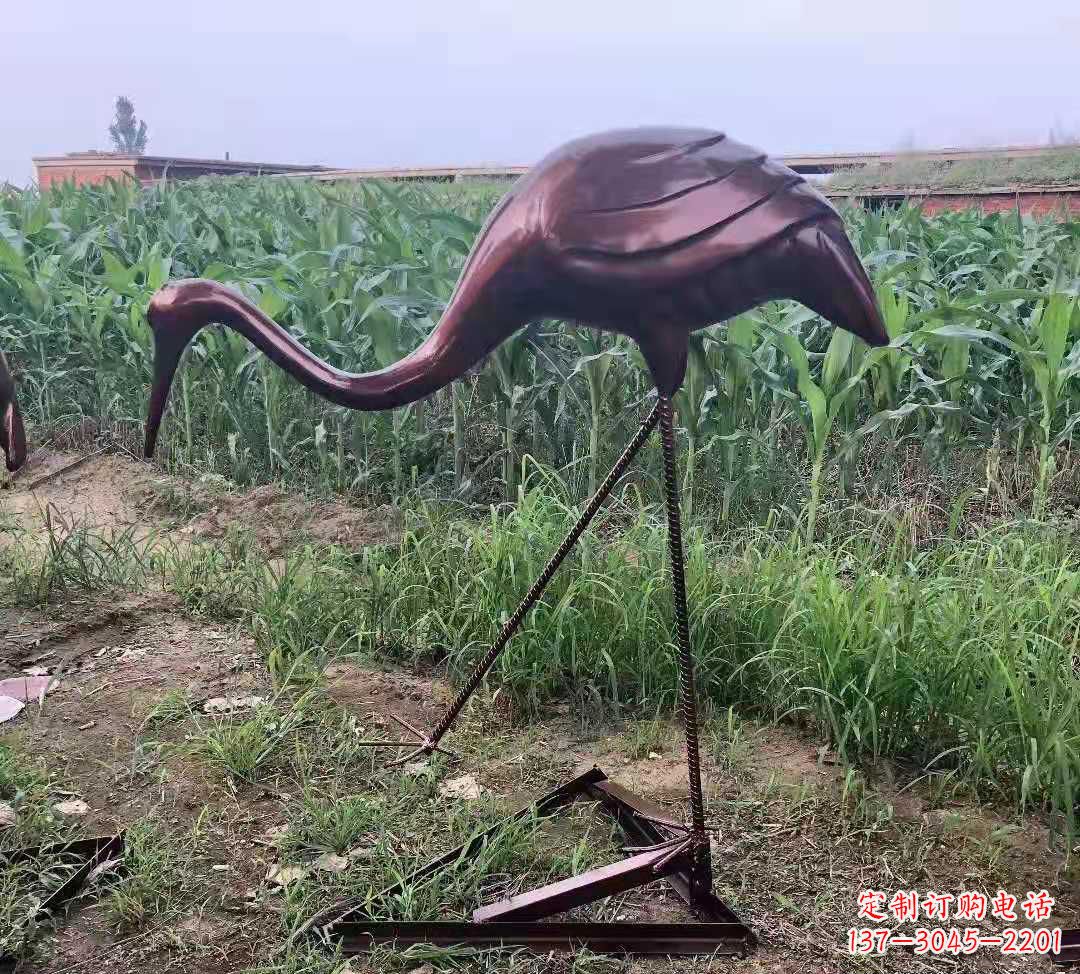 安阳玻璃钢仿铜仙鹤雕塑公园园林景观摆件