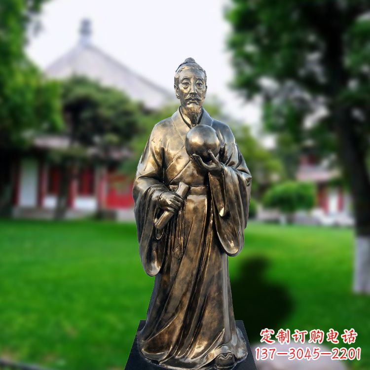 安阳玻璃钢仿铜张衡塑像-中国东汉时期著名天文学家