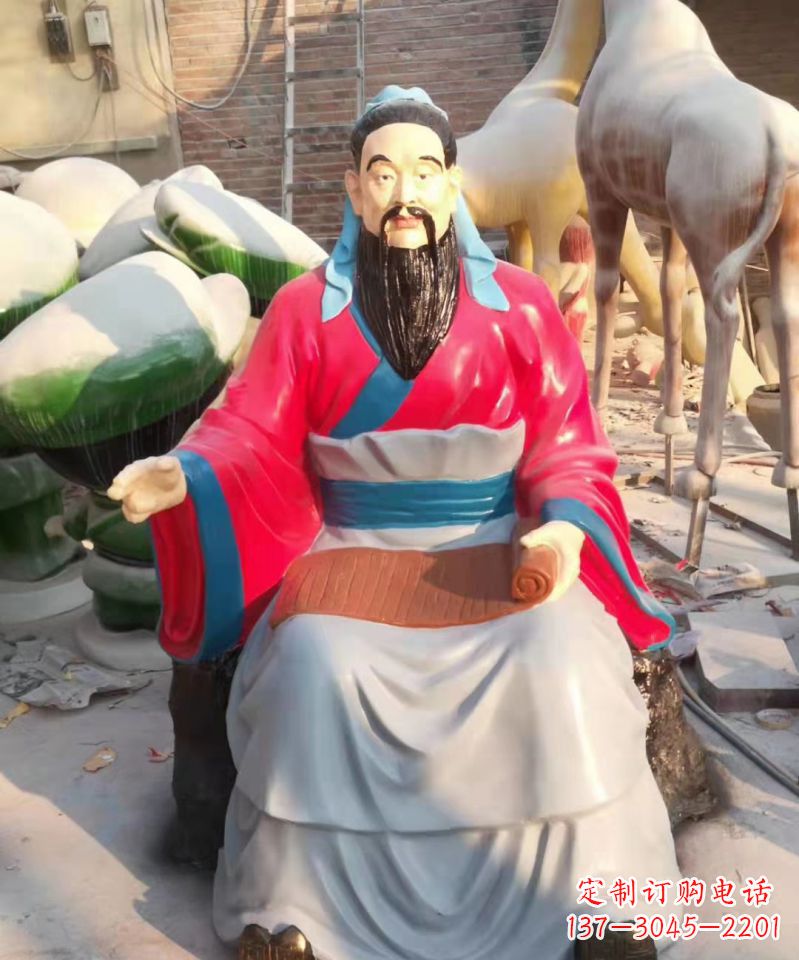 安阳玻璃钢仿真古代名人孔子讲学雕塑