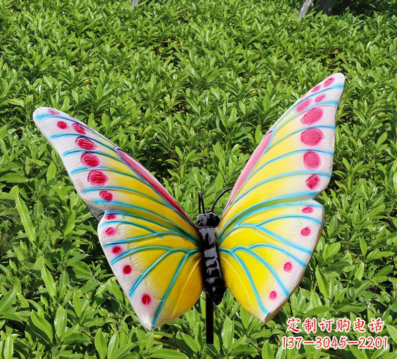 安阳玻璃钢仿真蝴蝶插件,公园草丛昆虫雕塑