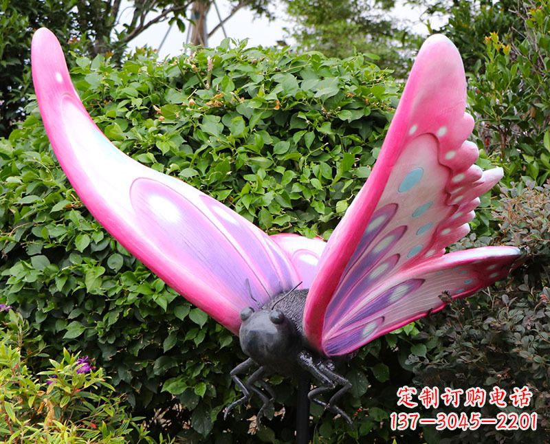 安阳玻璃钢仿真蝴蝶红色昆虫雕塑