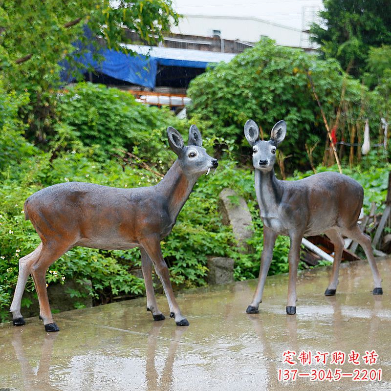 安阳玻璃钢仿真鹿雕塑-农家院动物摆件