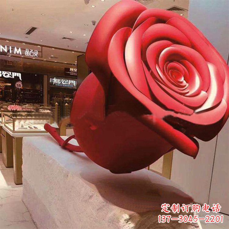 安阳玻璃钢仿真玫瑰花雕塑摆件