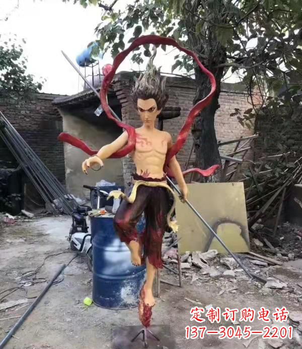 安阳玻璃钢仿真哪吒雕塑