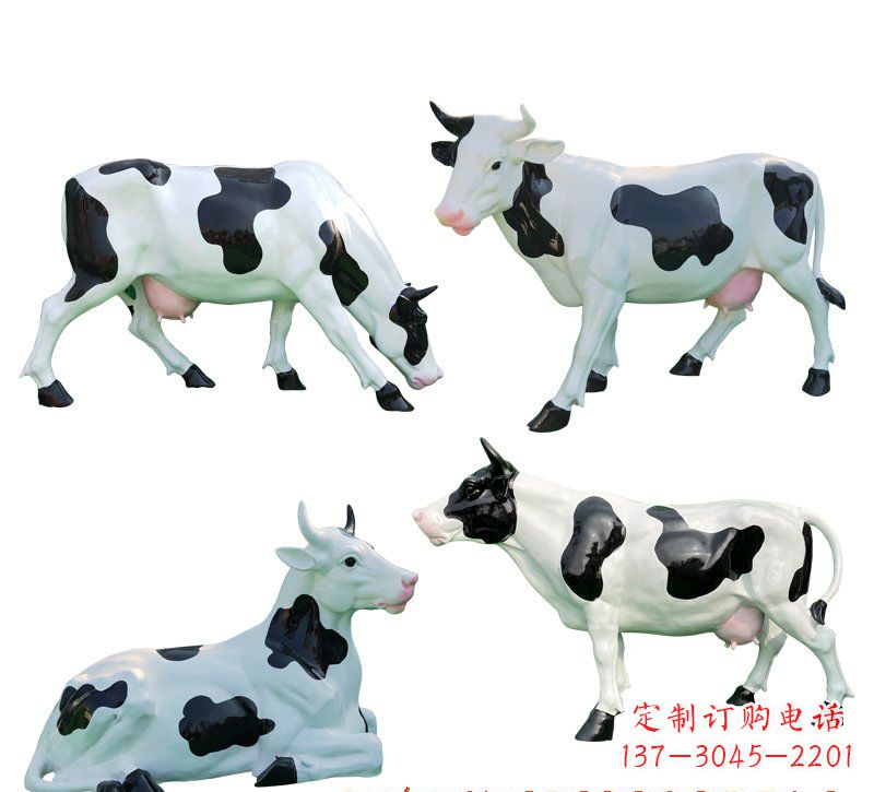 安阳玻璃钢仿真奶牛组雕