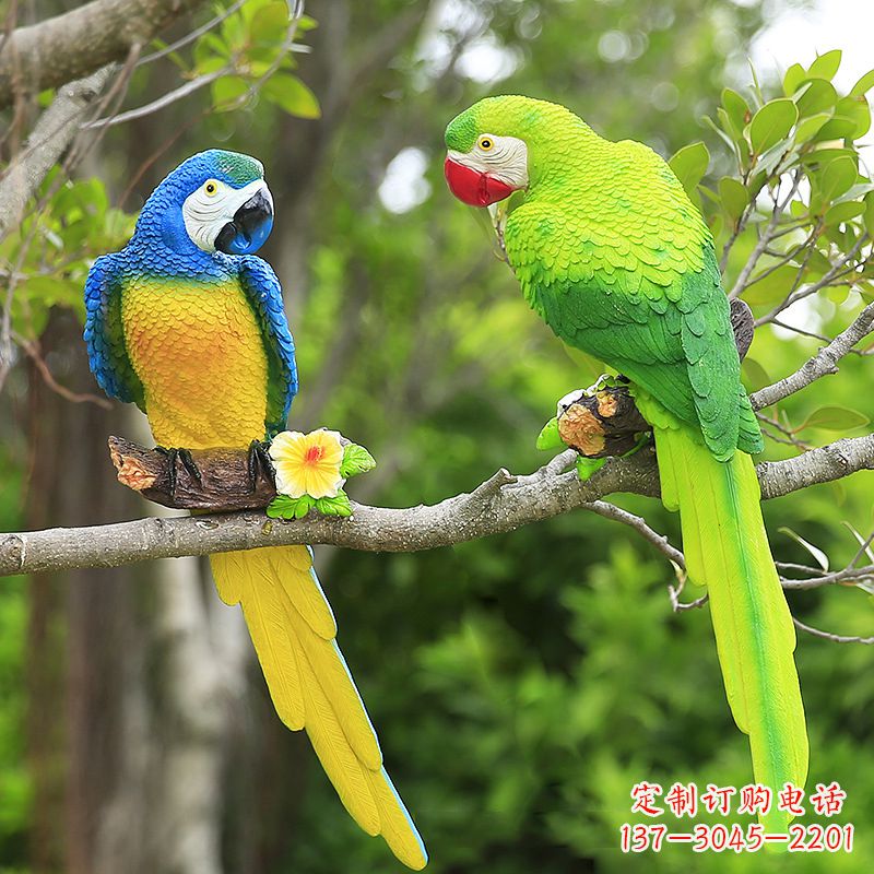 安阳玻璃钢仿真鹦鹉-公园动物雕塑摆件