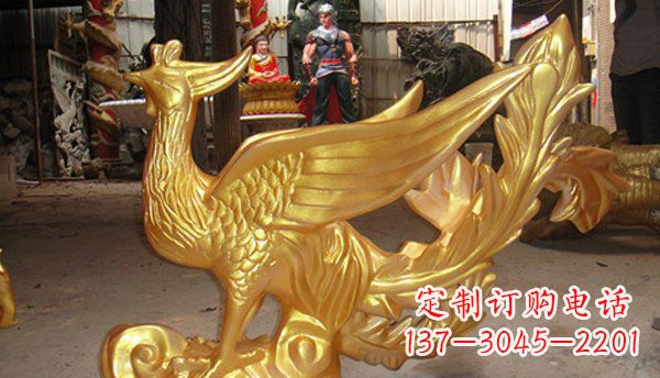 安阳玻璃钢凤凰仿铜动物雕塑