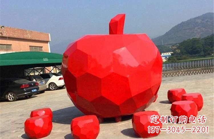 安阳玻璃钢公园彩绘几何苹果雕塑