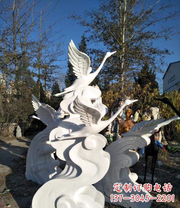 安阳玻璃钢公园海浪天鹅雕塑