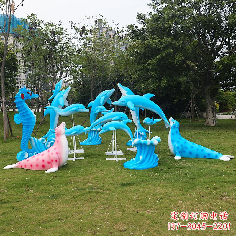 安阳玻璃钢海豚彩绘雕塑