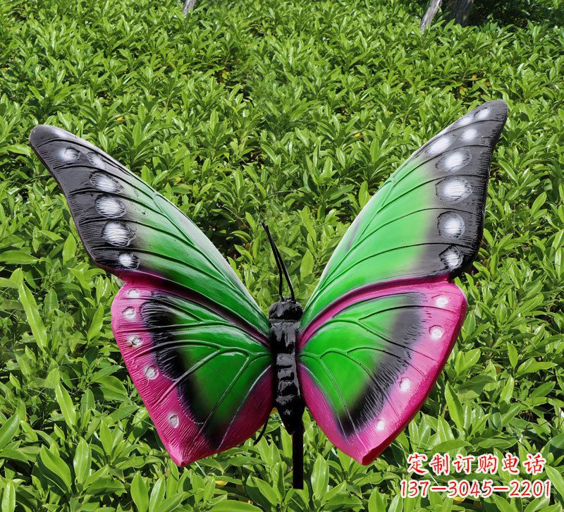 安阳玻璃钢蝴蝶插件,花园草丛草坪仿真昆虫雕塑