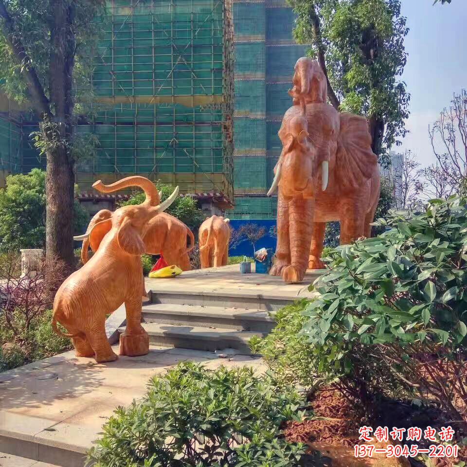 安阳玻璃钢卡通大象雕塑-小区园林动物景观雕塑