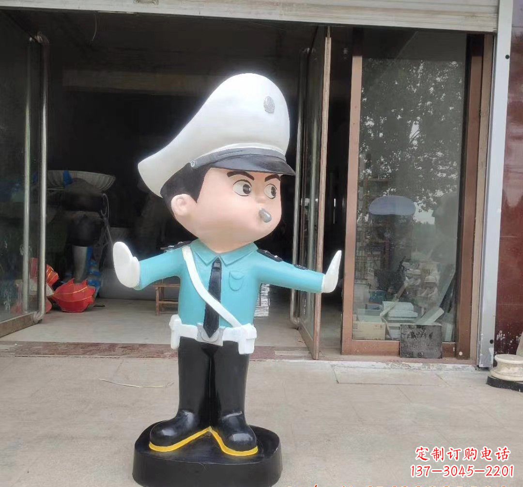 安阳玻璃钢卡通警察雕塑 (2)