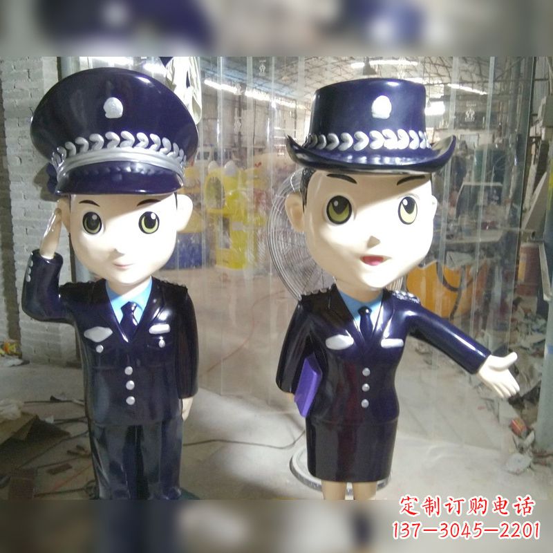 安阳玻璃钢卡通警察雕塑