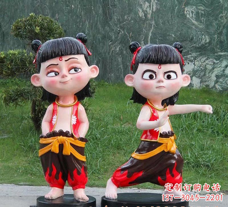 安阳玻璃钢卡通哪吒人物雕塑