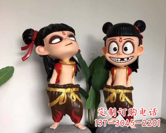安阳玻璃钢卡通哪吒雕塑