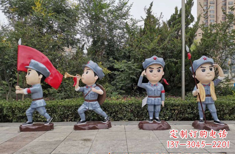 安阳玻璃钢卡通小红军雕塑