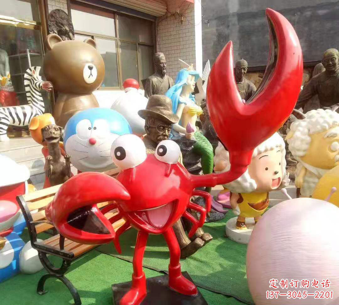 安阳玻璃钢卡通小螃蟹雕塑酒店景观雕塑