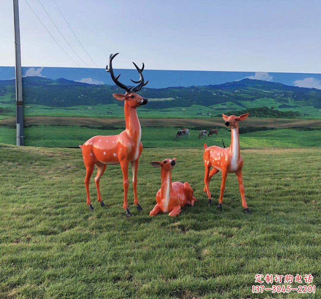 安阳玻璃钢鹿群雕塑