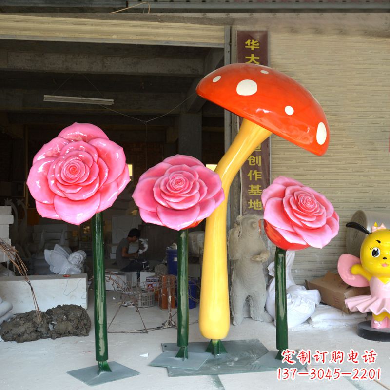 安阳玻璃钢玫瑰花雕塑摆件