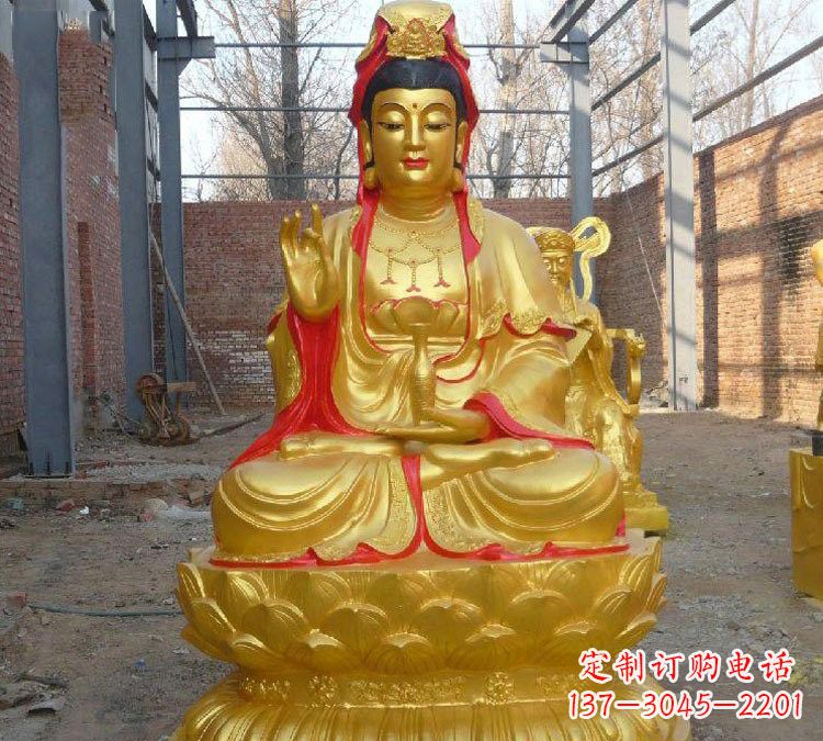 安阳玻璃钢漆金观音菩萨雕塑
