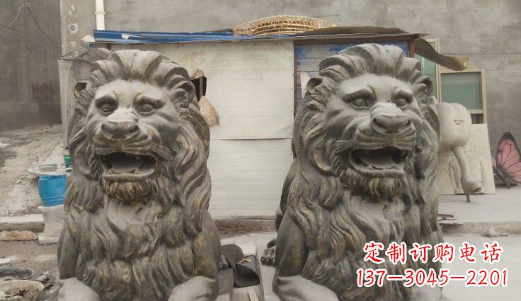 安阳玻璃钢西洋趴狮仿铜动物雕塑
