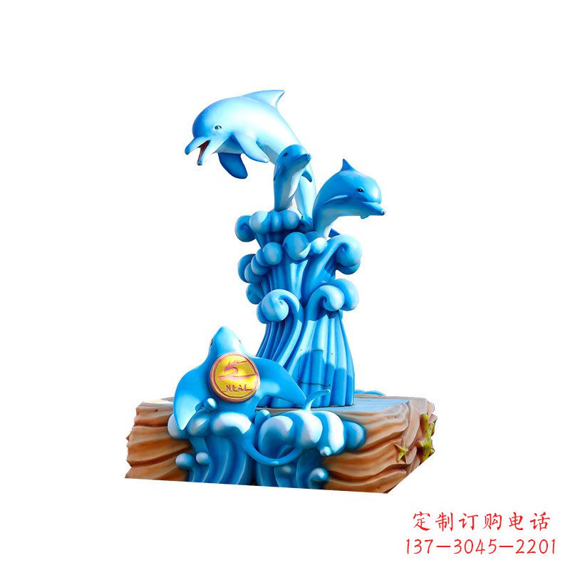 安阳玻璃钢戏水海豚,水上乐园泳池喷泉玻璃钢雕塑