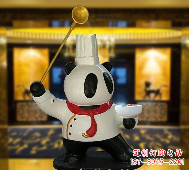 安阳玻璃钢熊猫厨师雕塑