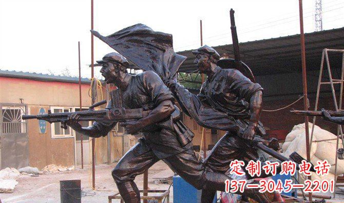 安阳玻璃钢战士仿铜人物雕塑