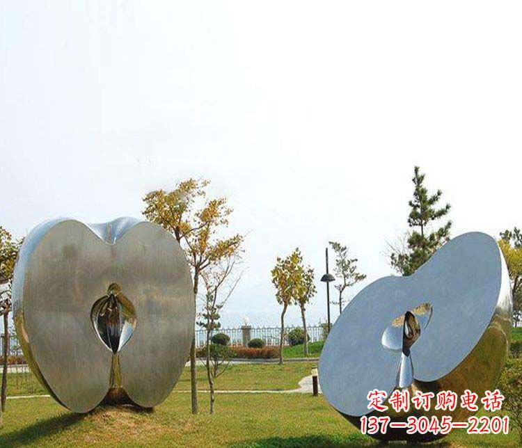 安阳不锈钢半块苹果雕塑 (2)