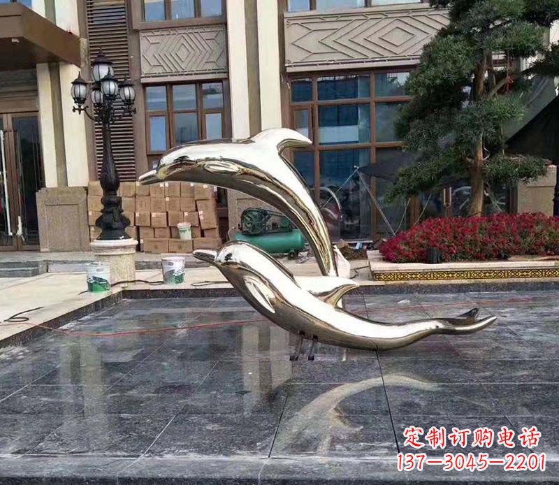 安阳不锈钢别墅海豚装饰雕塑