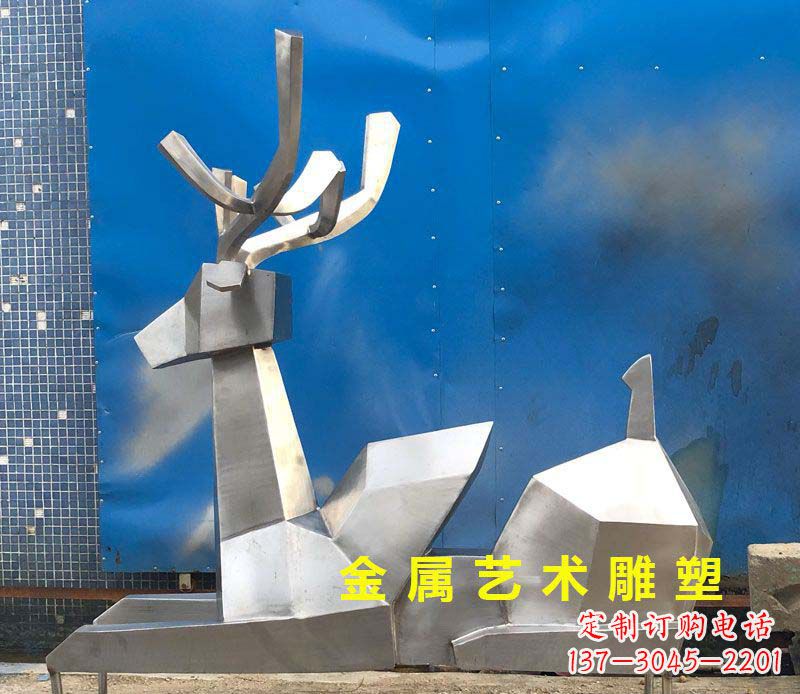安阳不锈钢别墅几何小鹿雕塑