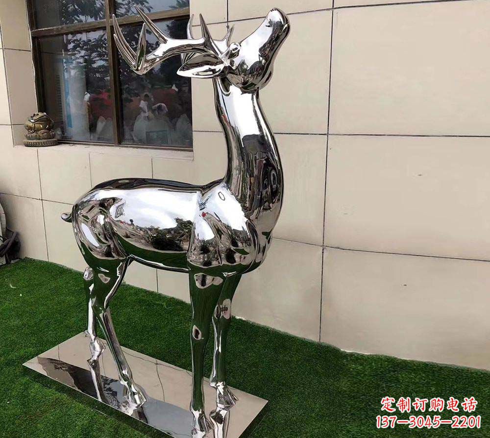 安阳不锈钢别墅镜面小鹿雕塑