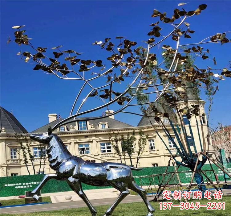 安阳不锈钢别墅梅花鹿雕塑