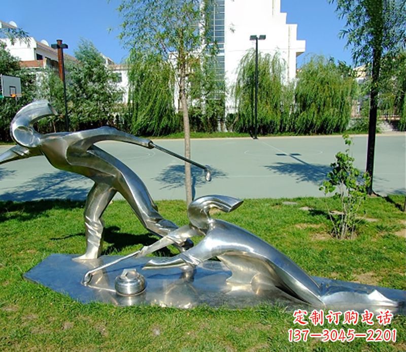 安阳不锈钢冰壶雕塑 (2)