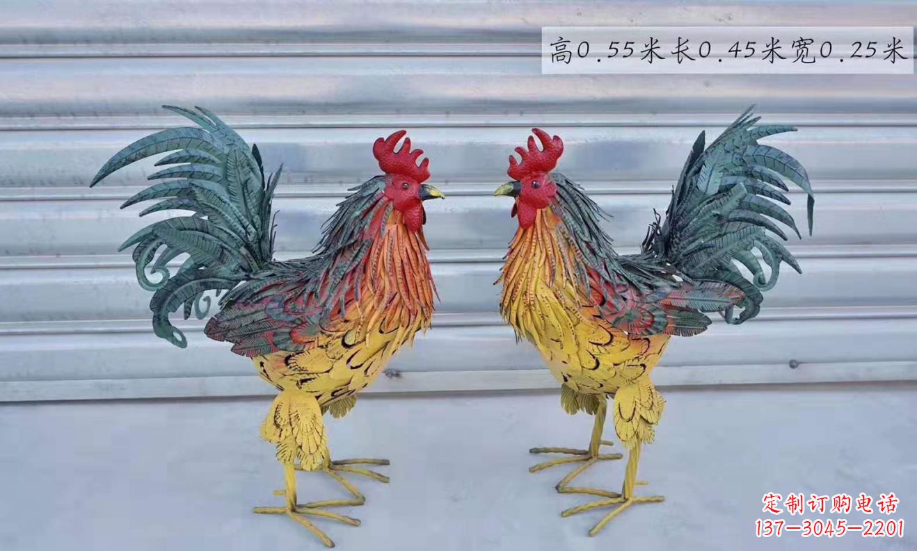 安阳不锈钢彩绘公鸡雕塑广场景观雕塑