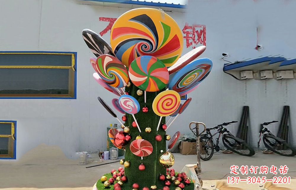 安阳不锈钢彩色棒棒糖景观雕塑
