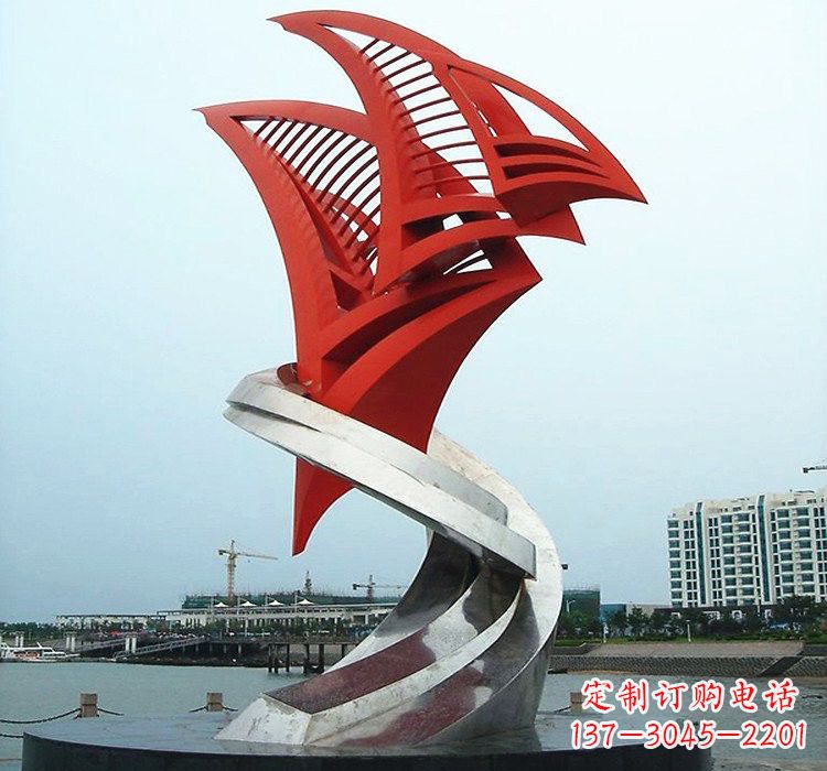 安阳不锈钢彩色抽象帆船雕塑