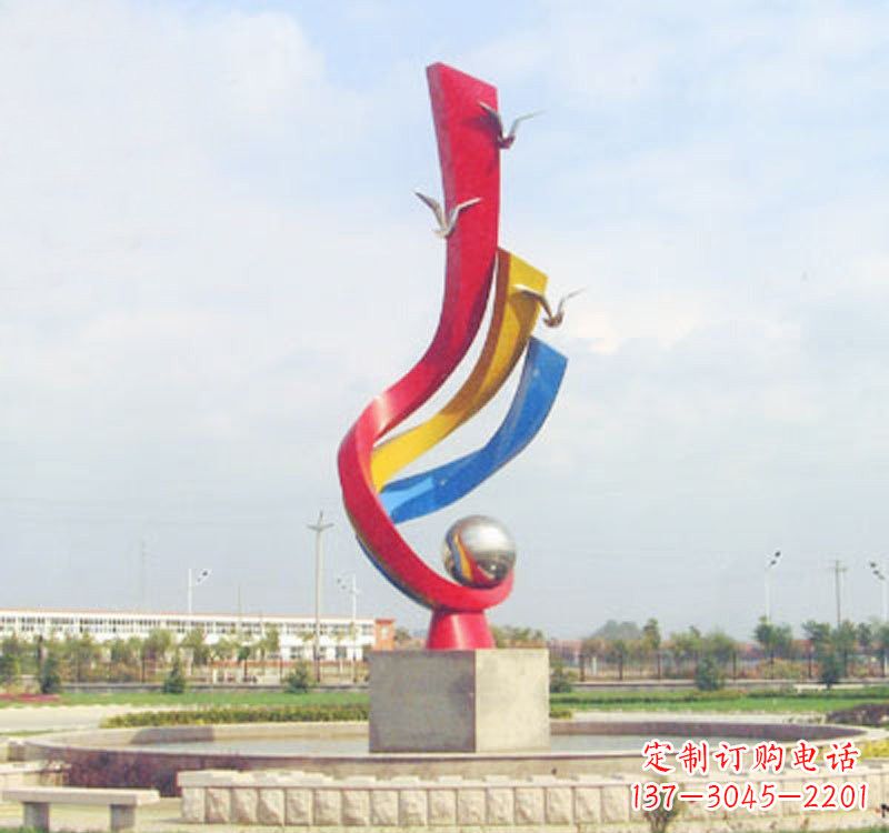 安阳不锈钢彩色抽象海鸥海浪雕塑