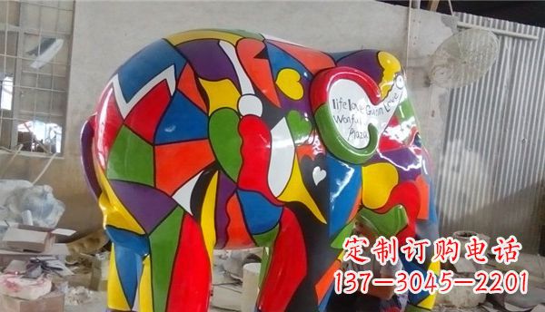 安阳不锈钢彩色大象公园景观雕塑
