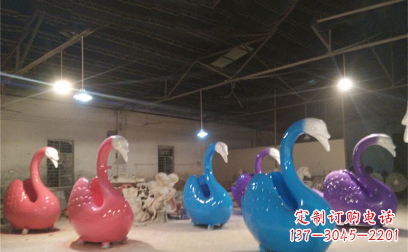 安阳不锈钢彩色天鹅动物雕塑