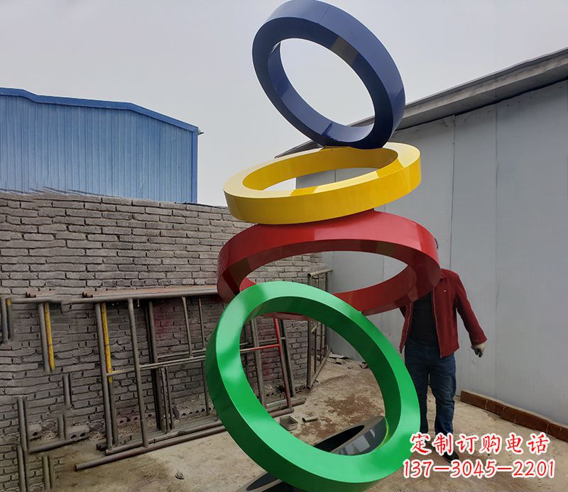安阳不锈钢彩色圆环公园雕塑