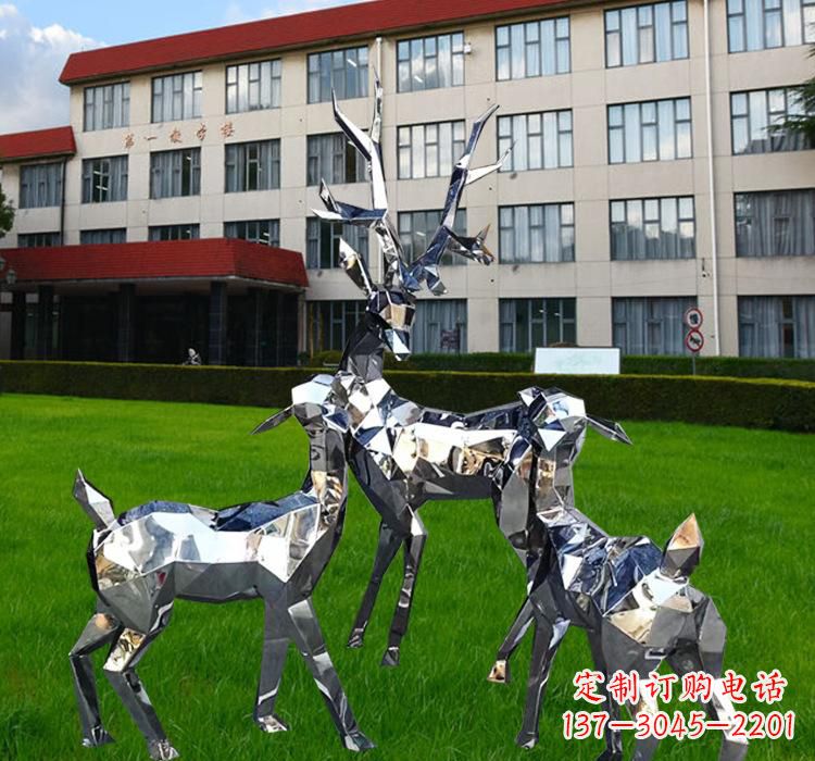 安阳不锈钢草坪麋鹿雕塑