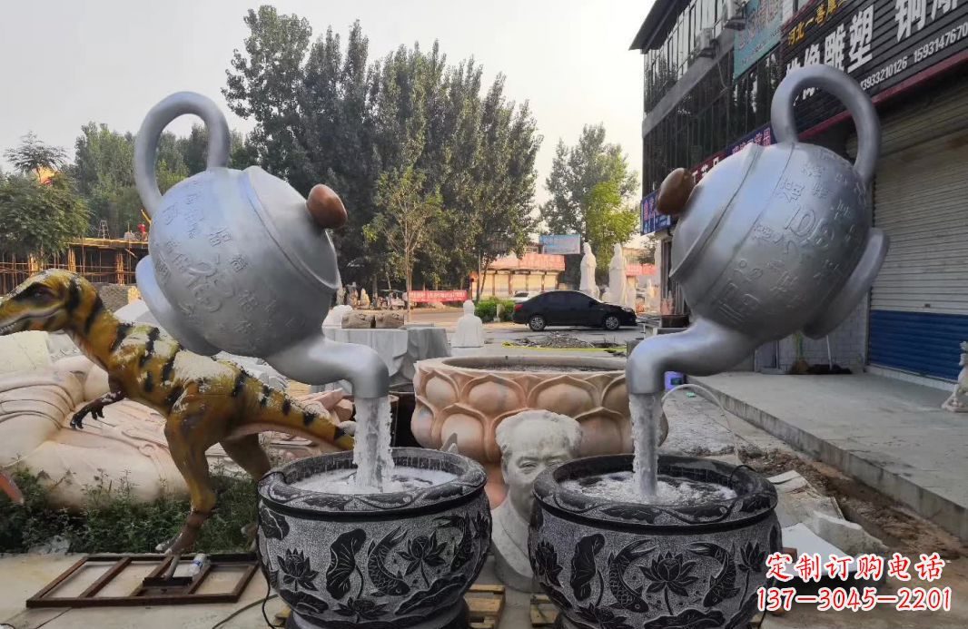 安阳不锈钢茶壶喷泉雕塑
