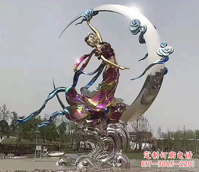 安阳不锈钢嫦娥奔月雕塑 (2)