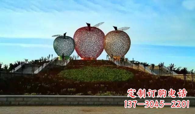 安阳不锈钢城市彩色镂空苹果雕塑
