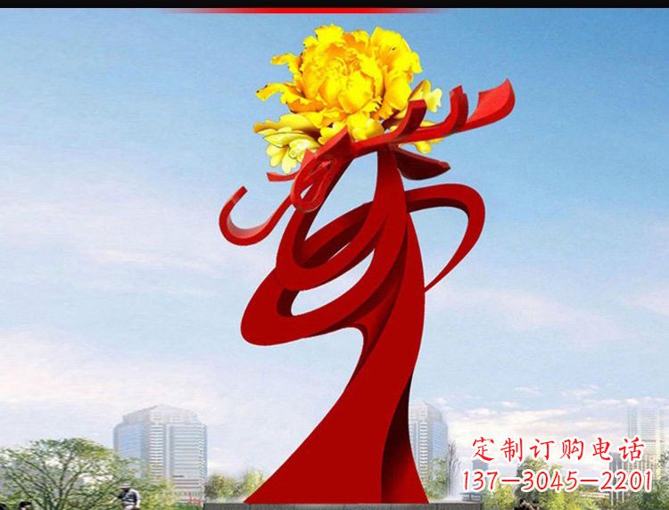 安阳不锈钢城市大型牡丹花雕塑设计图
