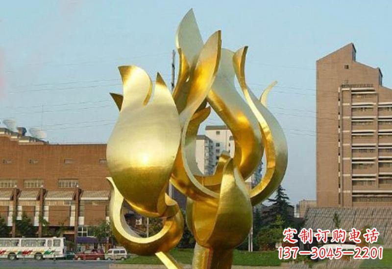 安阳不锈钢城市喷漆抽象荷花雕塑