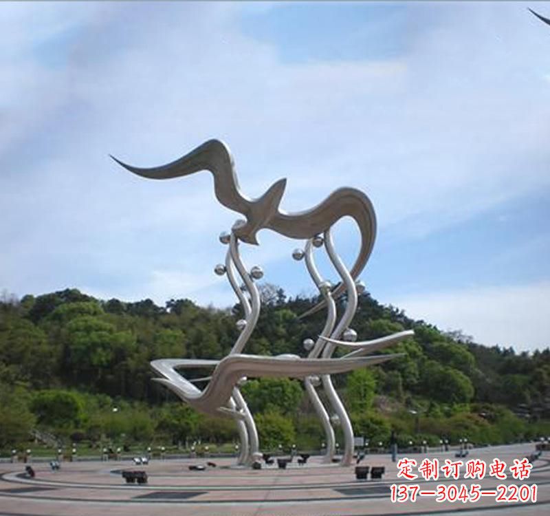 安阳不锈钢城市圆环大雁雕塑